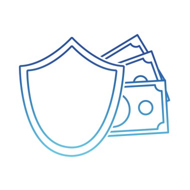 Mavi çizgili kalkan güvenlik faturalarını nakit para ile