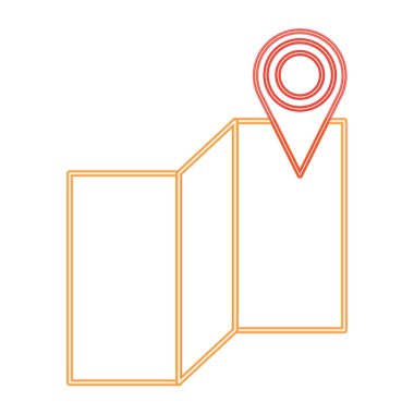 Neon satır global harita seyahat konum simgesiyle