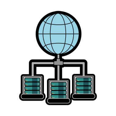 Veri Merkezi barındırma web ve Tema izole tasarım vektör çizim temel