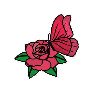 güzel gül yaprakları yaprakları ve kelebek ile