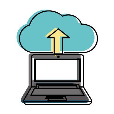 Bulut depolama teknolojisi ve sanal Tema izole tasarım vektör çizim bilgisayar