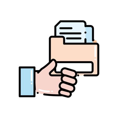 Kesikli çizgi adam yardım belgeleri dosya klasörü içinde