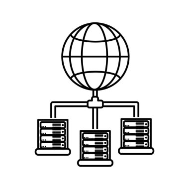 Veri Merkezi barındırma web ve Tema izole tasarım vektör çizim temel