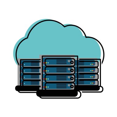 Veri Merkezi barındırma web ve Tema izole tasarım vektör çizim temel