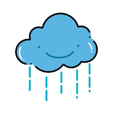 çizgi rengi kawaii mutlu bulut Hava yağmur