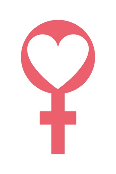 Mujer colorido sexo signo con corazón diseño — Vector de stock