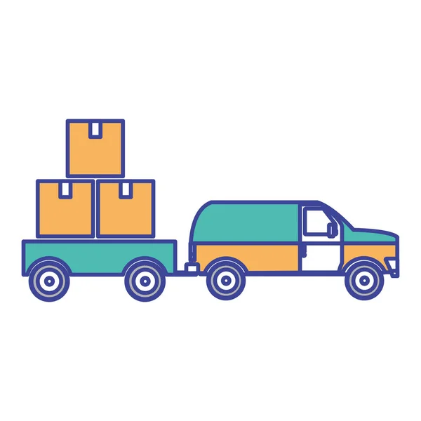 Box Truck Delivery Shipping Logistics Theme Isolated Design Vector Illustration — Stock Vector