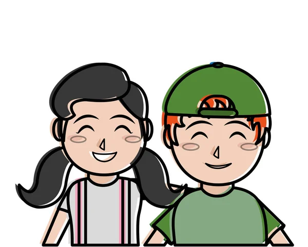 Chica y niño diseño de dibujos animados — Vector de stock