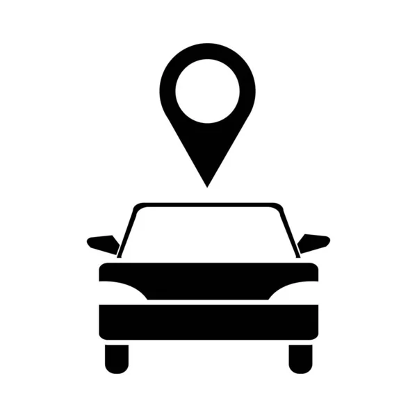 Silhouette Fahrzeugtransport mit Lageplan-Symbol — Stockvektor