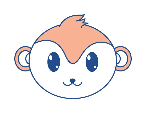 Linii kolor monkey głowy cute zwierząt znaków — Wektor stockowy