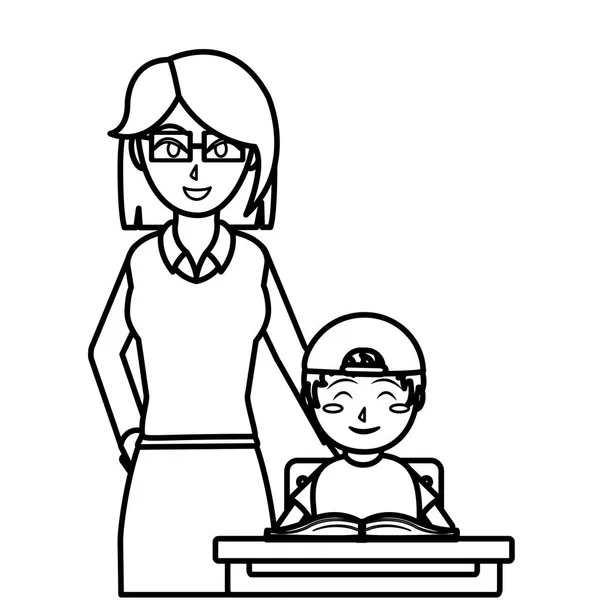 Nauczycielka i chłopiec — Wektor stockowy