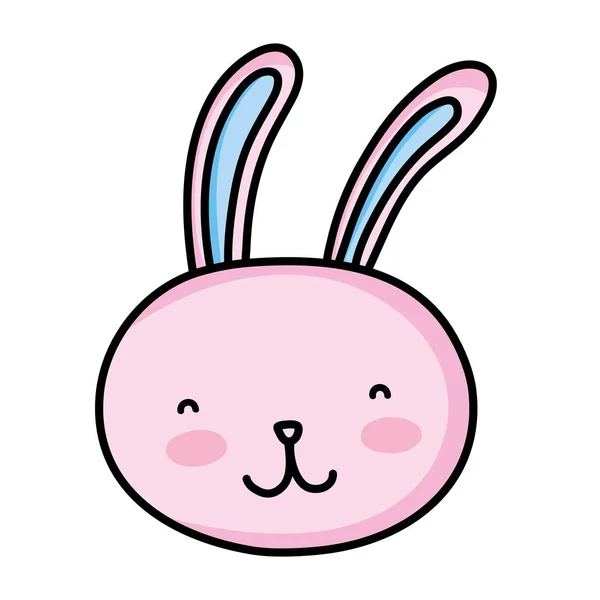 Mutlu tavşan baş hayvan çizgi film — Stok Vektör