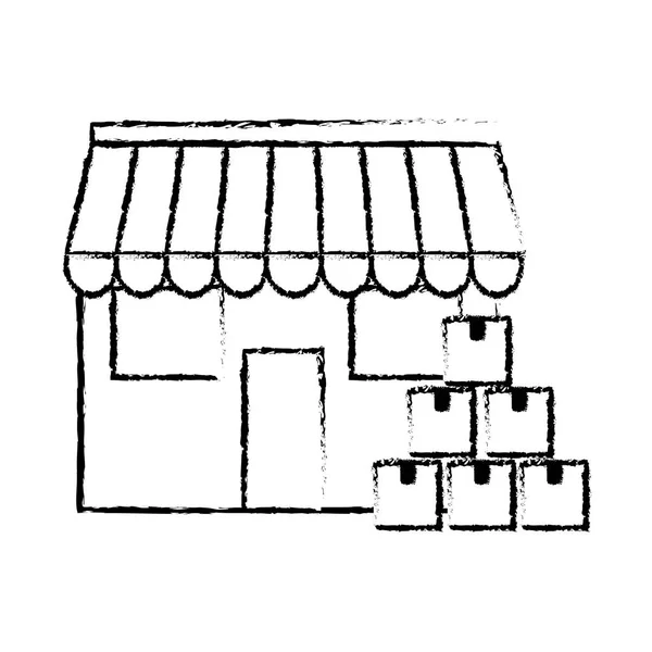 Boîtes Magasin Livraison Expédition Logistique Thème Conception Isolée Illustration Vectorielle — Image vectorielle