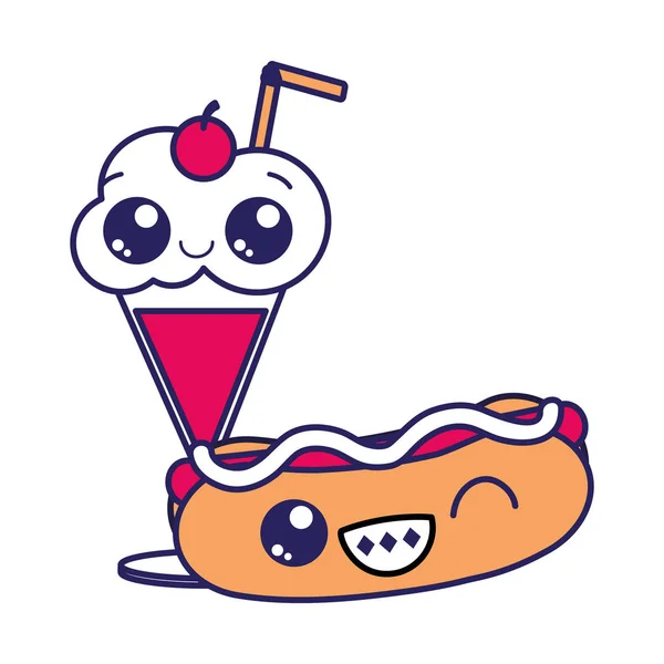 Hot Dog Bevande Fast Food Urbano Gustoso Tema Menu Design — Vettoriale Stock