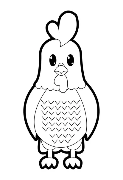 鶏かわいいファーム動物キャラクターを概要します。 — ストックベクタ