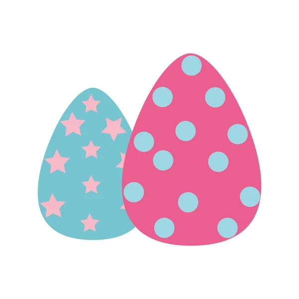 Huevos coloridos Pascua con puntos y estrellas decoración — Vector de stock