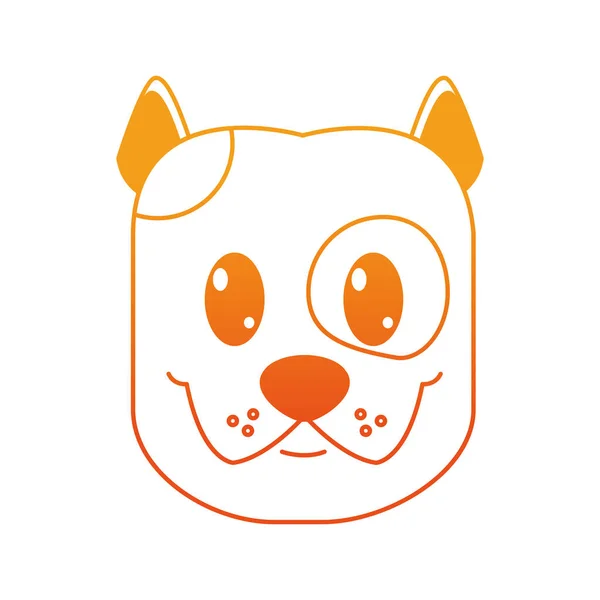 Oranžová linka šťastný pes hlavou roztomilé zvířecí postava — Stockový vektor