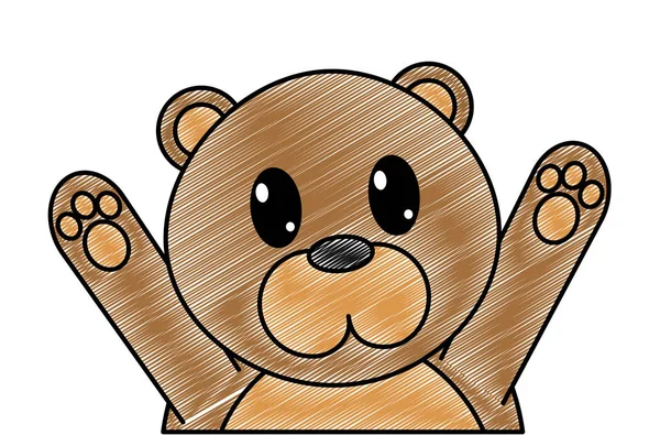 Grated bear cute animal with hands up — Stock Vector