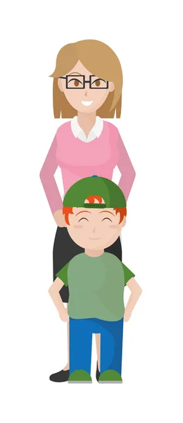 Boy and mother cartoon design — Stock Vector
