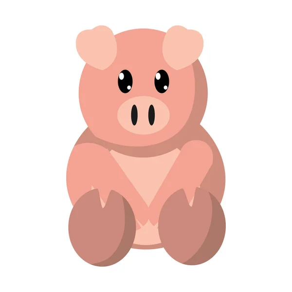 다채로운 돼지 귀여운 농장 동물 캐릭터 — 스톡 벡터
