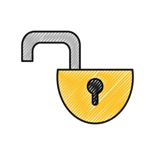 Objeto de cadeado aberto ralado para proteção de privacidade — Vetor de Stock