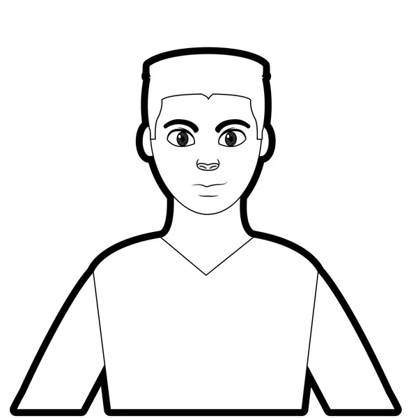 Esboço avatar homem com penteado e design de camisa — Vetor de Stock