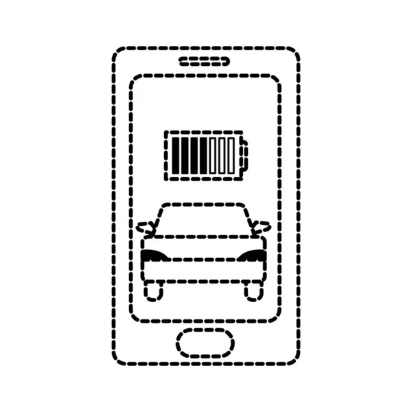Смартфон точечной формы с зарядкой автомобиля и аккумулятора — стоковый вектор