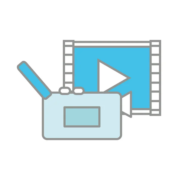 Línea de color grabadora de cámara de vídeo con reproducción de vídeo — Archivo Imágenes Vectoriales