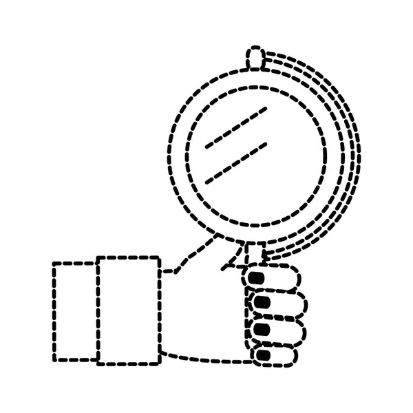 Kropkowane kształt ręki kobieta z obiektu lusterko do makijażu — Wektor stockowy