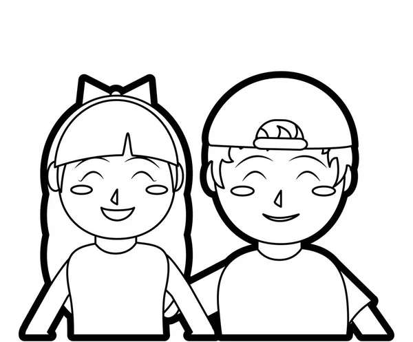 Chica y niño diseño de dibujos animados — Vector de stock