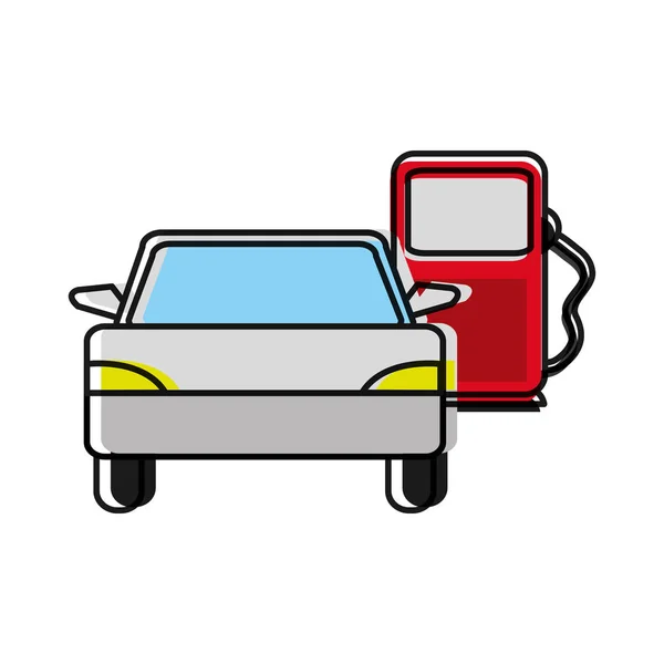 Transporte de vehículos a color en la gasolinera combustible — Archivo Imágenes Vectoriales