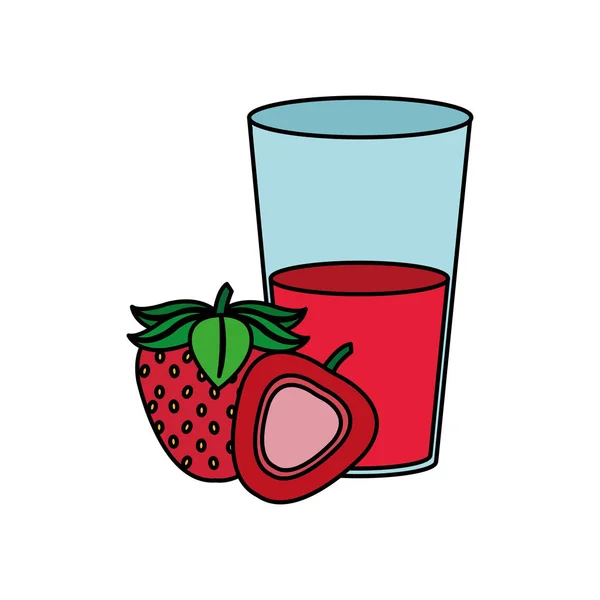 イチゴとフルーツ健康 有機食品テーマ分離デザイン ベクトル イラストのジュース — ストックベクタ