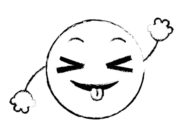 Grunge brincando emoji expressão facial com braços — Vetor de Stock