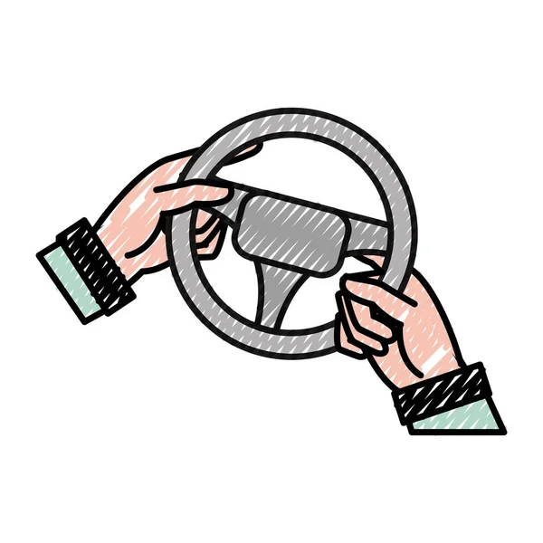 Grated man hands driveing steering wheel — Stock Vector
