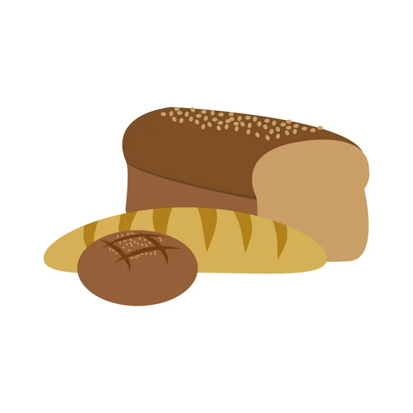 Brot Der Bäckerei Lebensmittel Kulinarische Und Shop Thema Isolierte Design — Stockvektor
