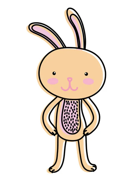 Yüz ifadesi ile siluet mutlu tavşan karikatür — Stok Vektör