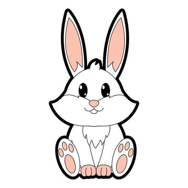 Fyrfärg kanin söta vilda djur tecken — Stock vektor