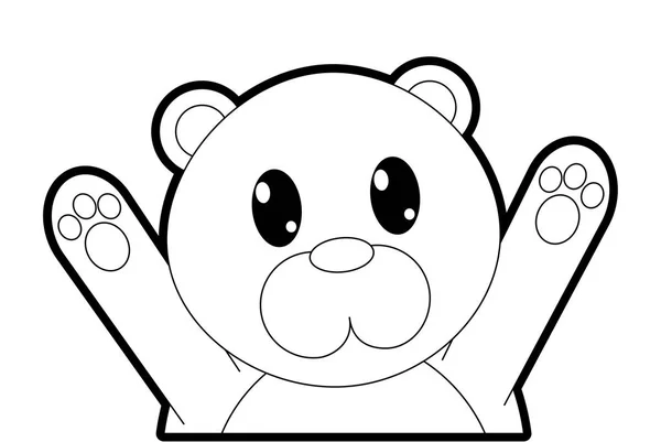 轮廓熊可爱的动物与手举起 — 图库矢量图片