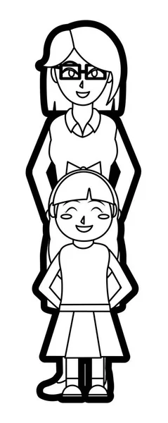 Dívka a matka kreslený design — Stockový vektor