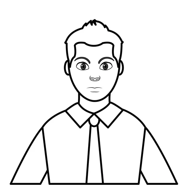 Line avatar eleganta mannen med skjorta och slips stil — Stock vektor