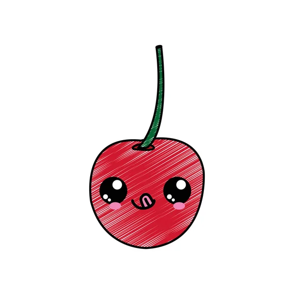 Cherry Fruit Healthy Organic Food Theme Isolated Design Vector Illustration — Stock Vector