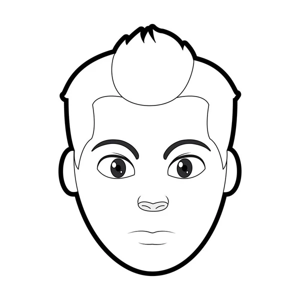 Contorno avatar hombre cabeza con diseño de peinado — Vector de stock