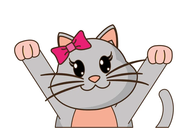Αξιολάτρευτο θηλυκή γάτα με τα χέρια ψηλά — Διανυσματικό Αρχείο