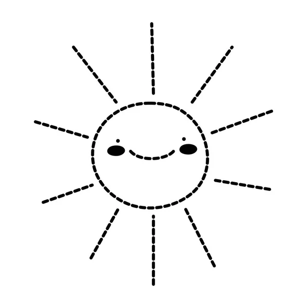 Forme pointillée heureux soleil nature météo kawaii — Image vectorielle