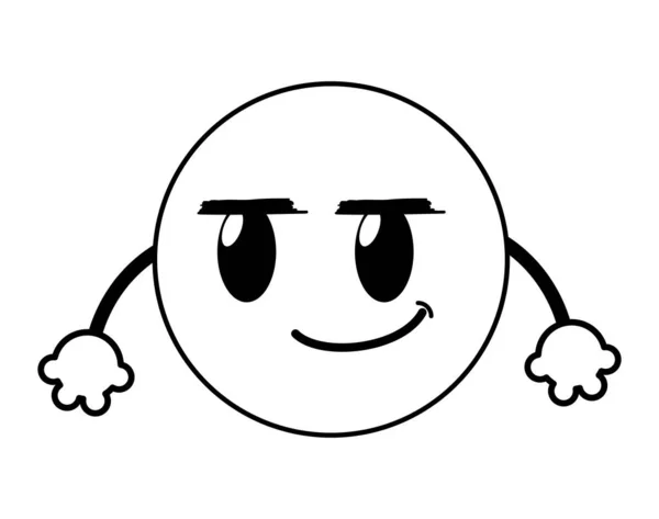 Ligne voyou emoji expression du visage avec les bras — Image vectorielle
