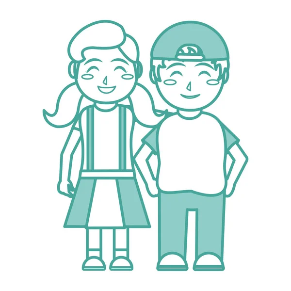 Chica y niño diseño de dibujos animados — Vector de stock