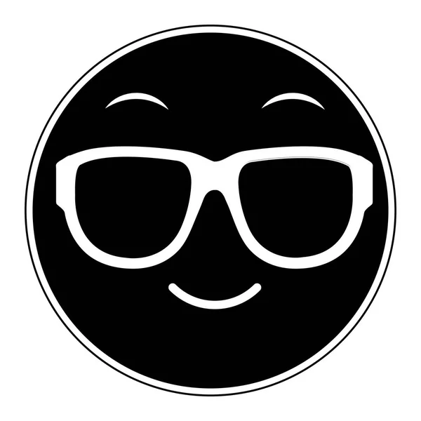 Silhouette cool Gesicht Geste Emoji Ausdruck — Stockvektor