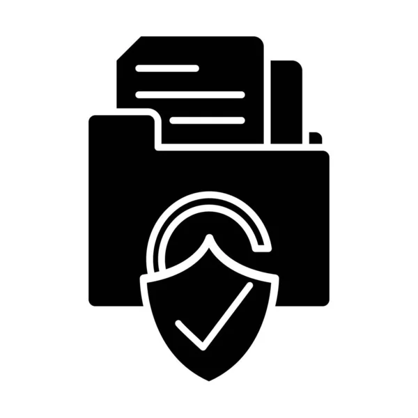 Dossier de fichier silhouette avec document et sécurité de cadenas — Image vectorielle