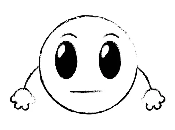 Grunge no saber expresión de cara emoji con brazos — Vector de stock