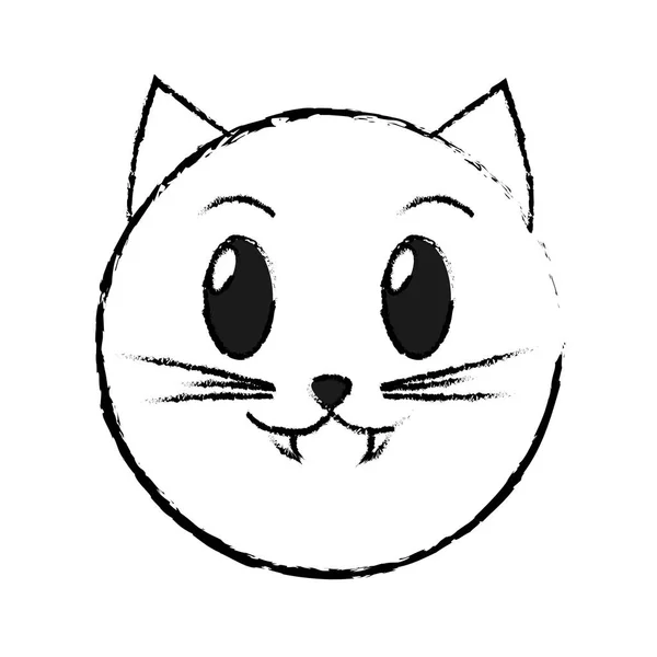 Grunge kucing vampir wajah ekspresi emoji - Stok Vektor